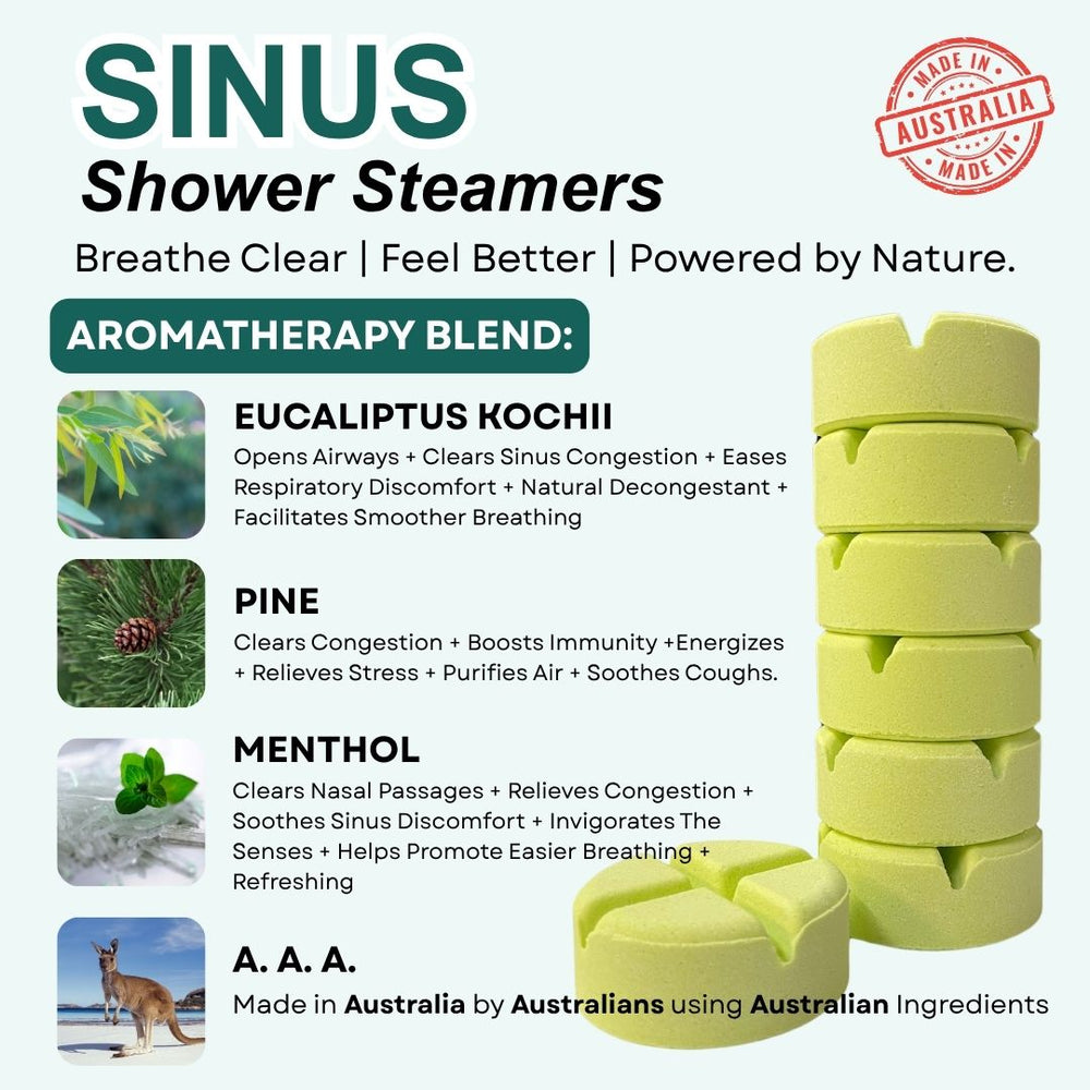 Sinus - Aromatherapy Shower Steamer-Aromatherapy Shower Steamers-Elena Bath and Body-aromatherapy-essential-oils-australia-menthol-sinus-relax-sleep-tablet-disc-strong-Shower-steamers-shower-bombs-shower-melts-aromatherapy-shower-tablets-shower-fizzies-shower-pods-shower-soothers-shower-discs-steam-therapy-tablets-spa-steamers-shower-aromatherapy-bombs-effervescent-shower-tablets-steam-melts-sinus-relief-tablets-decongestant-melts-energy-boost-discs-relaxation-tablets-sleep-steamers-wellness-pods-aromathera