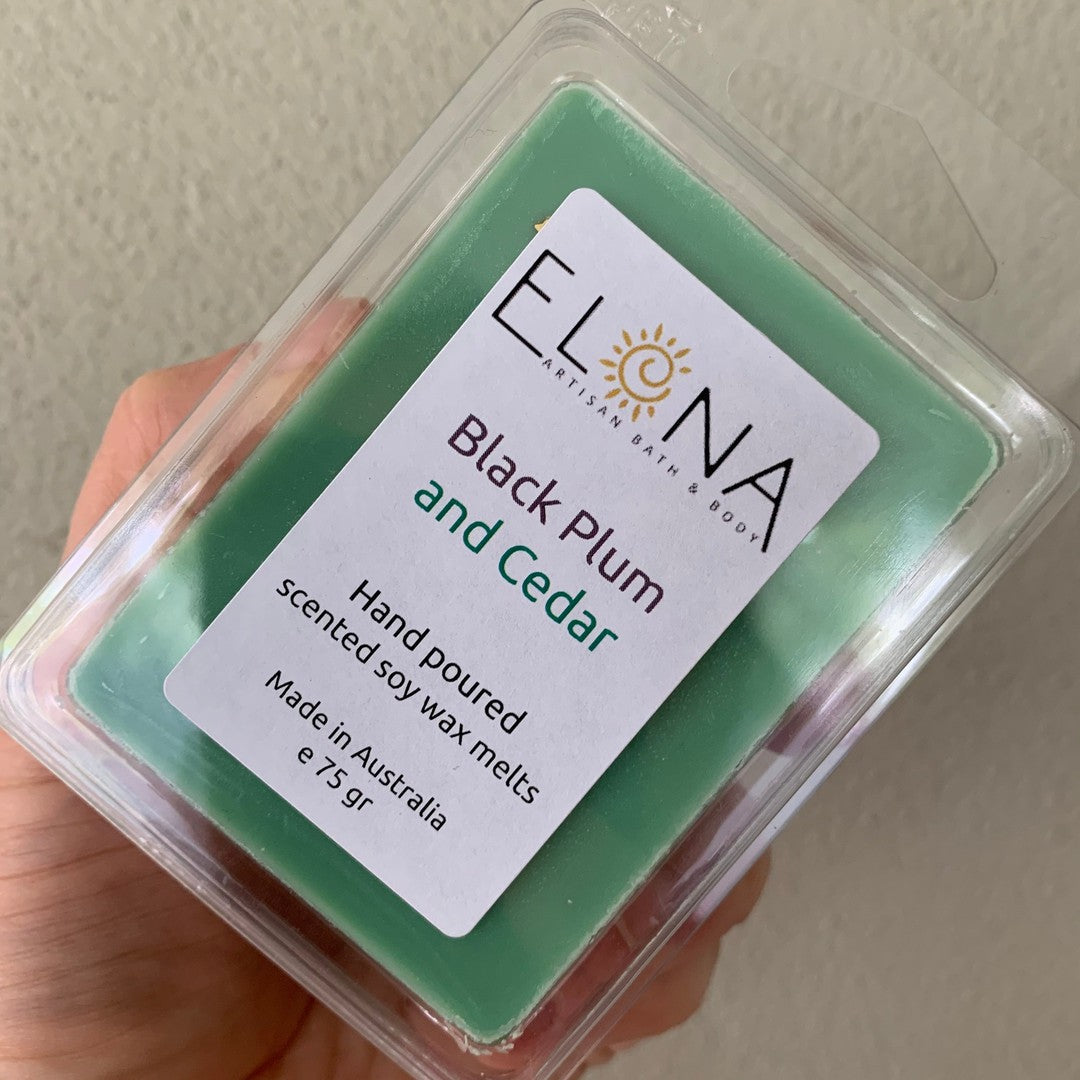 Black Plum & Cedar Melt-Soy Wax Melts-Elena Bath and Body-natural-eco-friendly-pure-strong-fragrance-long-lasting-handmade-in-australia