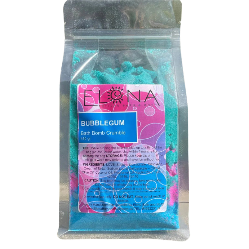 Bubblegum 450gr Bath Bomb Crumble-Bath Crumble Bath Dust-Elena Bath and Body-natural-chemical-free-bath-bomb-dust-for-kids-made-in-australia