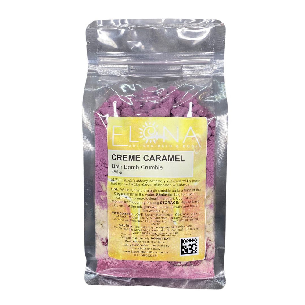 Creme Caramel 450gr Bath Bomb Crumble-Bath Crumble Bath Dust-Elena Bath and Body-natural-chemical-free-bath-bomb-dust-for-kids-made-in-australia