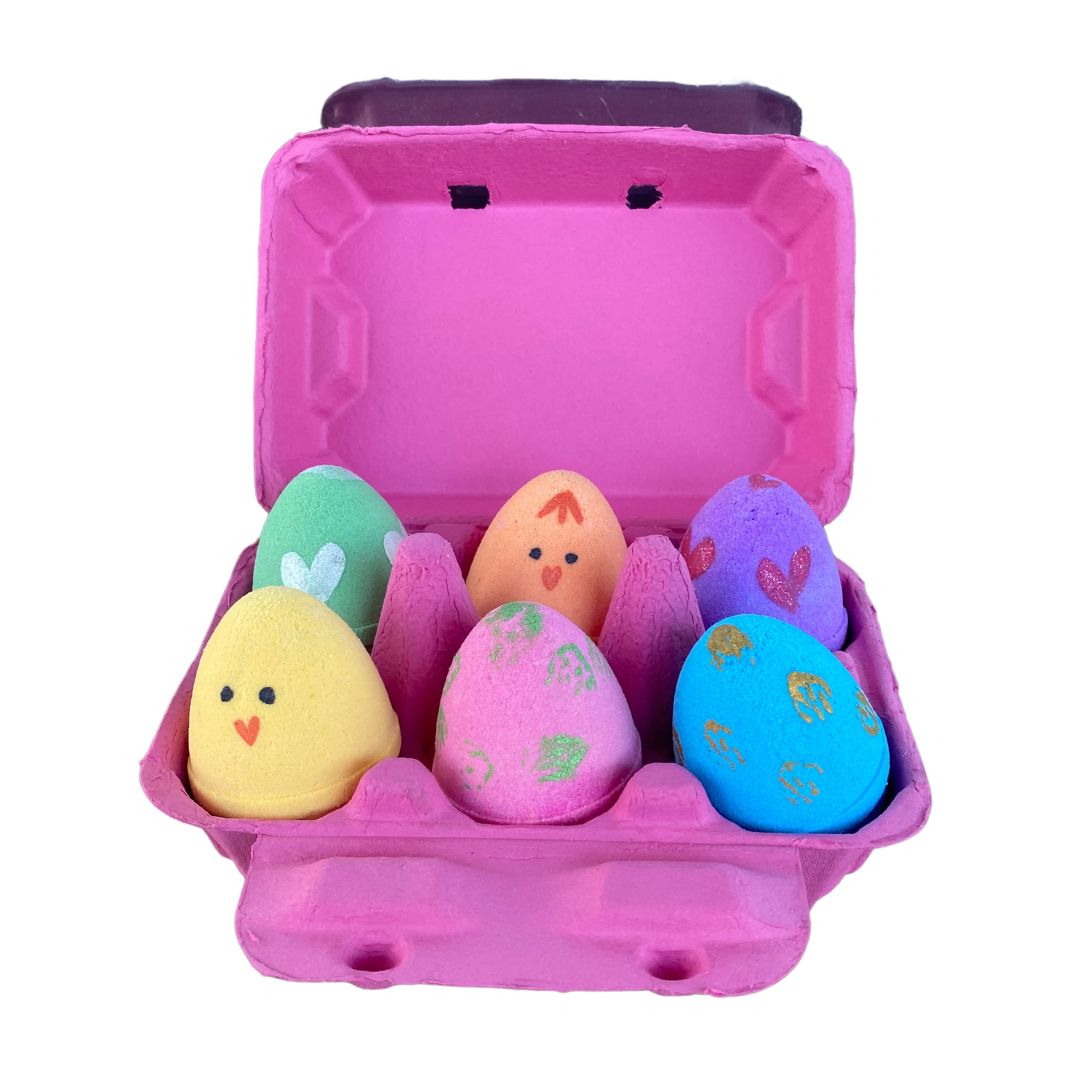 Easter Egg Carton Bath Bombs - Pink-Luxury Bath Bomb-Elena Bath and Body-natural-chemical-free-bath-bombs-for-kids-made-in-australia