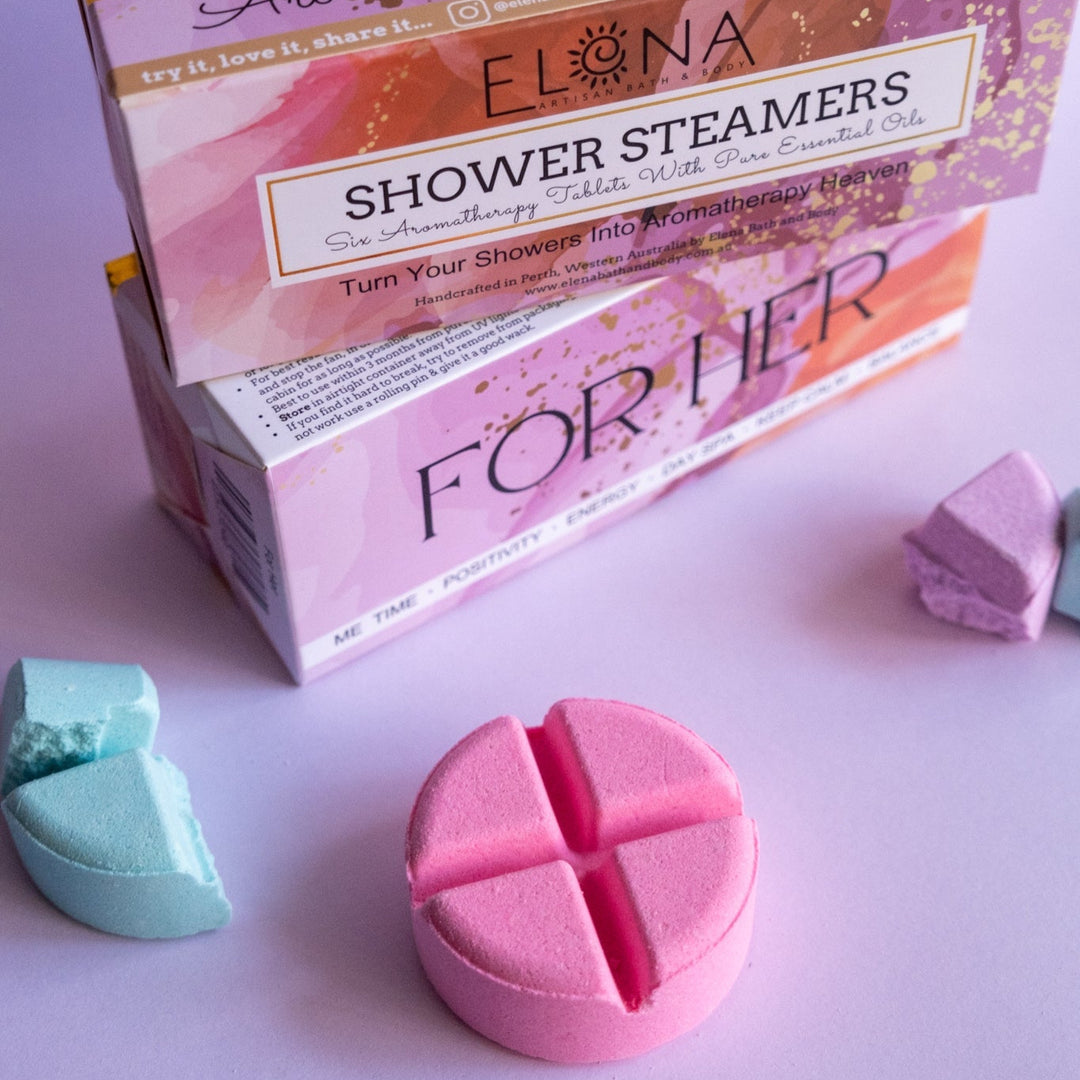 For Her Aromatherapy Shower Steamers-Aromatherapy Shower Steamers-Elena Bath and Body-aromatherapy-essential-oils-australia-menthol-sinus-relax-sleep-tablet-disc-strong-Shower-steamers-shower-bombs-shower-melts-aromatherapy-shower-tablets-shower-fizzies-shower-pods-shower-soothers-shower-discs-steam-therapy-tablets-spa-steamers-shower-aromatherapy-bombs-effervescent-shower-tablets-steam-melts-sinus-relief-tablets-decongestant-melts-energy-boost-discs-relaxation-tablets-sleep-steamers-wellness-pods-aromather
