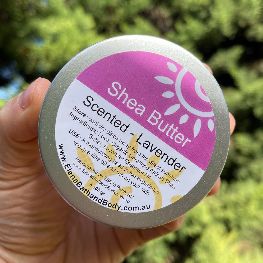 Scented Raw Shea Butter - Lavender *EO-Moisturiser-Elena Bath and Body-natural-body-butter-cream-lotion-hand-made-in-australia