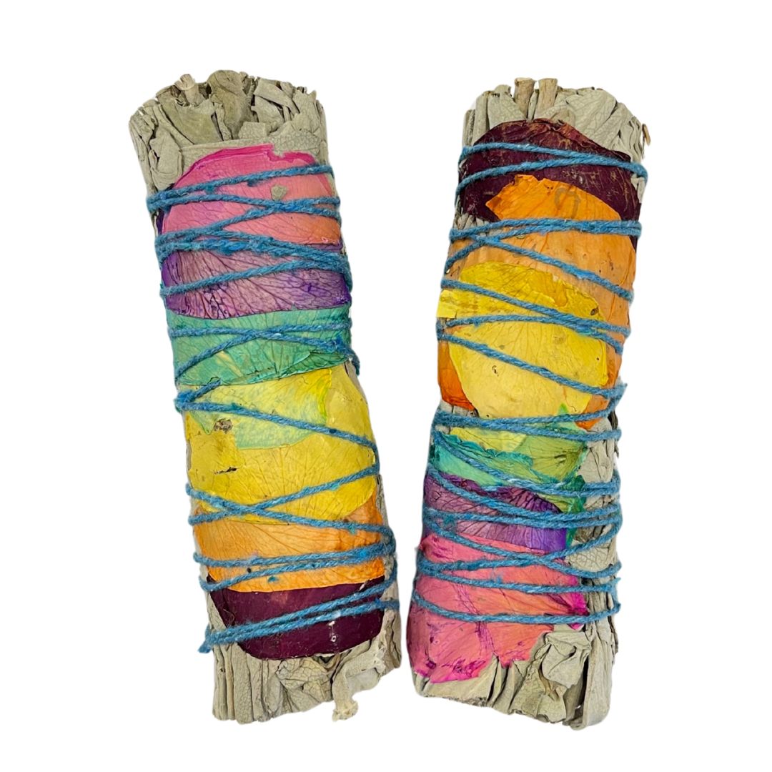 White Sage Chakra Flower Smudge Stick