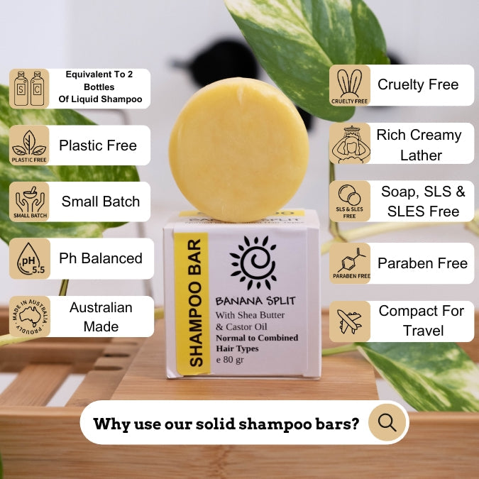 Banana Split - Shampoo & Conditioner Combo [Normal to Combined Hair Types]-Solid Shampoo Conditioner Bar-Elena Bath and Body-natural-solid-shampoo-conditioner-curly-hair-ph-balanced-made-in-australia