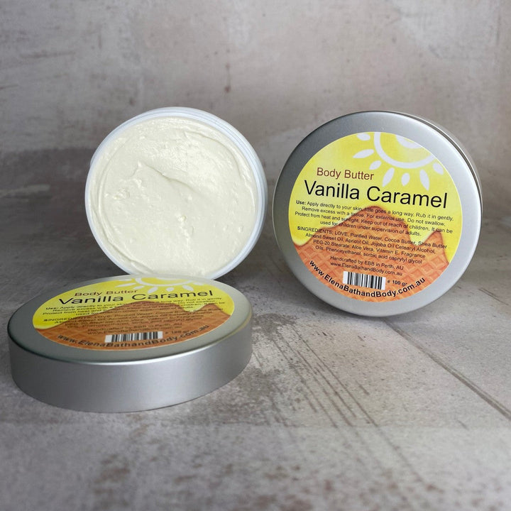 Body Butter - Vanilla Caramel-Moisturiser-Elena Bath and Body-natural-body-butter-cream-lotion-hand-made-in-australia