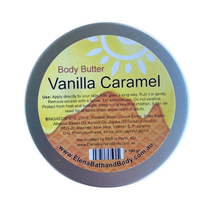 Body Butter - Vanilla Caramel-Moisturiser-Elena Bath and Body-natural-body-butter-cream-lotion-hand-made-in-australia