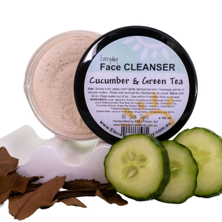 Everyday Face Cleanser - Cucumber & Green Tea EO* For All Skin Types-Face Scrub-Elena Bath and Body-natural-body-face-scrub-exfoliator-make-up-remover-made-in-australia