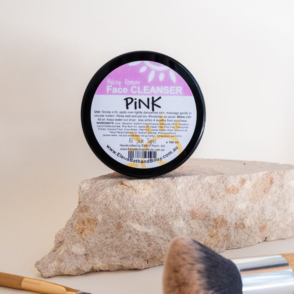 Face Cleanser - Pink Makeup Remover EO* For All Skin Types-Face Scrub-Elena Bath and Body-natural-body-face-scrub-exfoliator-make-up-remover-made-in-australia