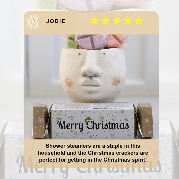 Festive Shower Steamers - Christmas Cracker 6 Pack-Aromatherapy Shower Steamers-Elena Bath and Body-aromatherapy-essential-oils-australia-menthol-sinus-relax-sleep-tablet-disc-strong-Shower-steamers-shower-bombs-shower-melts-aromatherapy-shower-tablets-shower-fizzies-shower-pods-shower-soothers-shower-discs-steam-therapy-tablets-spa-steamers-shower-aromatherapy-bombs-effervescent-shower-tablets-steam-melts-sinus-relief-tablets-decongestant-melts-energy-boost-discs-relaxation-tablets-sleep-steamers-wellness-