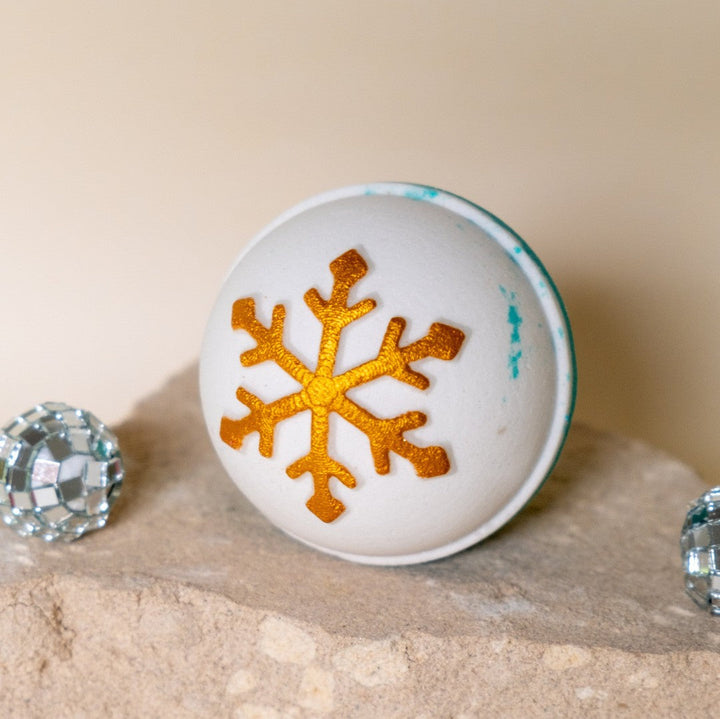 Golden Snowflake - Bath Bomb-Luxury Bath Bomb-Elena Bath and Body-natural-chemical-free-bath-bombs-for-kids-made-in-australia