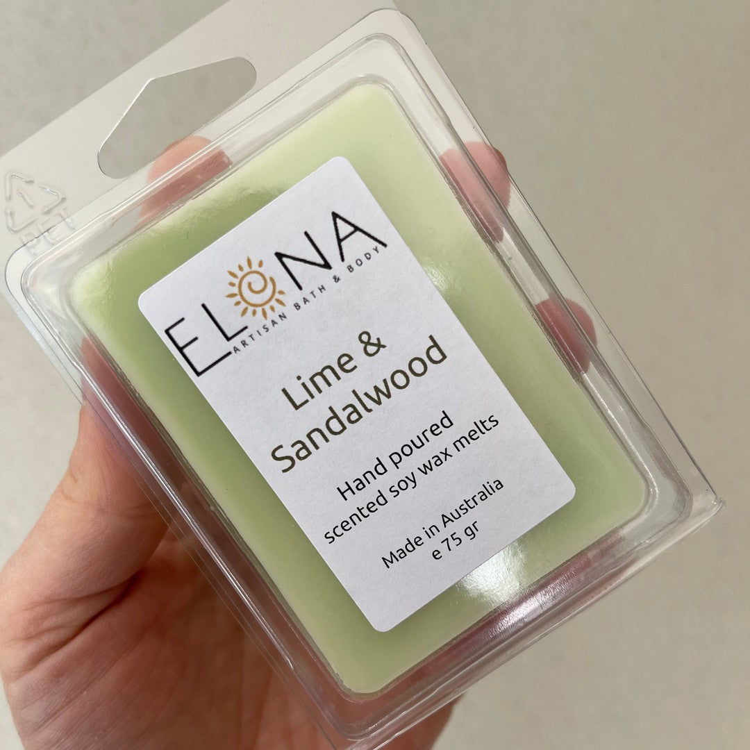 Lime & Sandalwood Melt [Not Restocking Once Sold Out]-Soy Wax Melts-Elena Bath and Body-natural-eco-friendly-pure-strong-fragrance-long-lasting-handmade-in-australia
