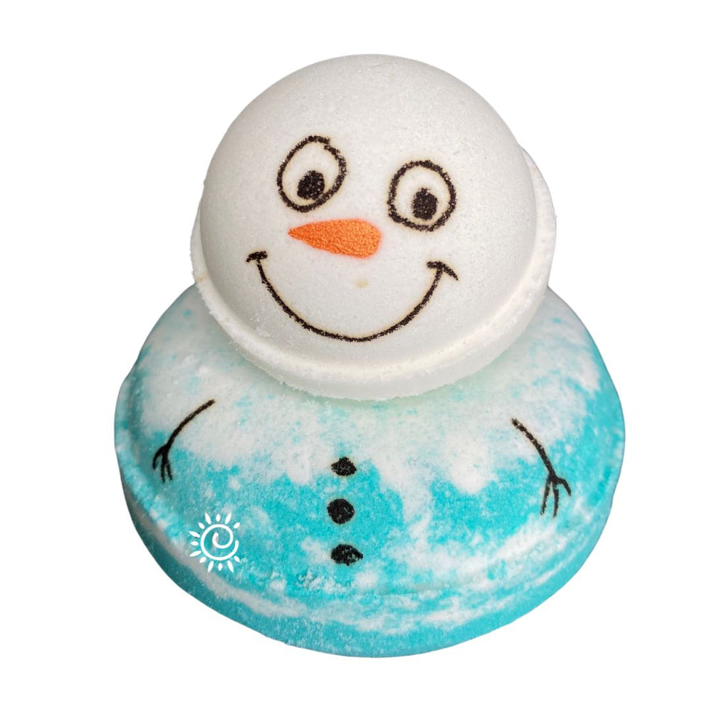 Melting Snowman Donut Bath Bomb-Luxury Bath Bomb-Elena Bath and Body-natural-chemical-free-bath-bombs-for-kids-made-in-australia