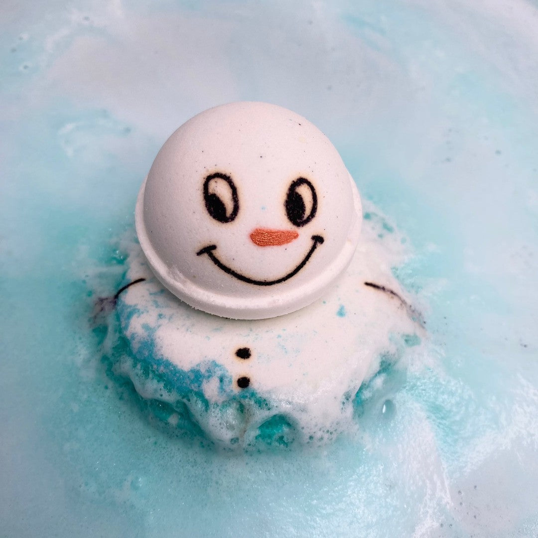 Melting Snowman Donut Bath Bomb-Luxury Bath Bomb-Elena Bath and Body-natural-chemical-free-bath-bombs-for-kids-made-in-australia