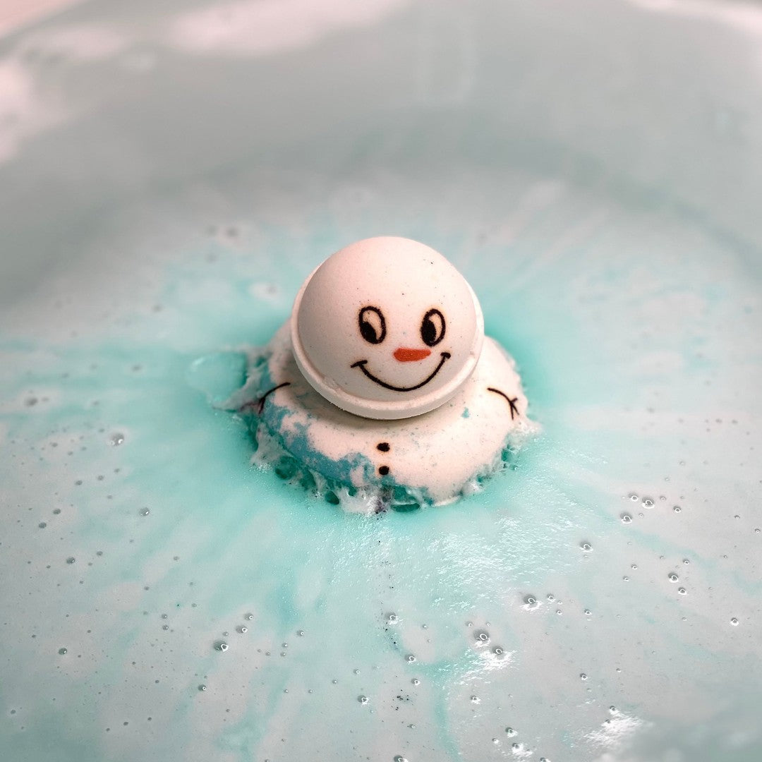 Melting Snowman Donut Bath Bomb-Luxury Bath Bomb-Elena Bath and Body-natural-chemical-free-bath-bombs-for-kids-made-in-australia