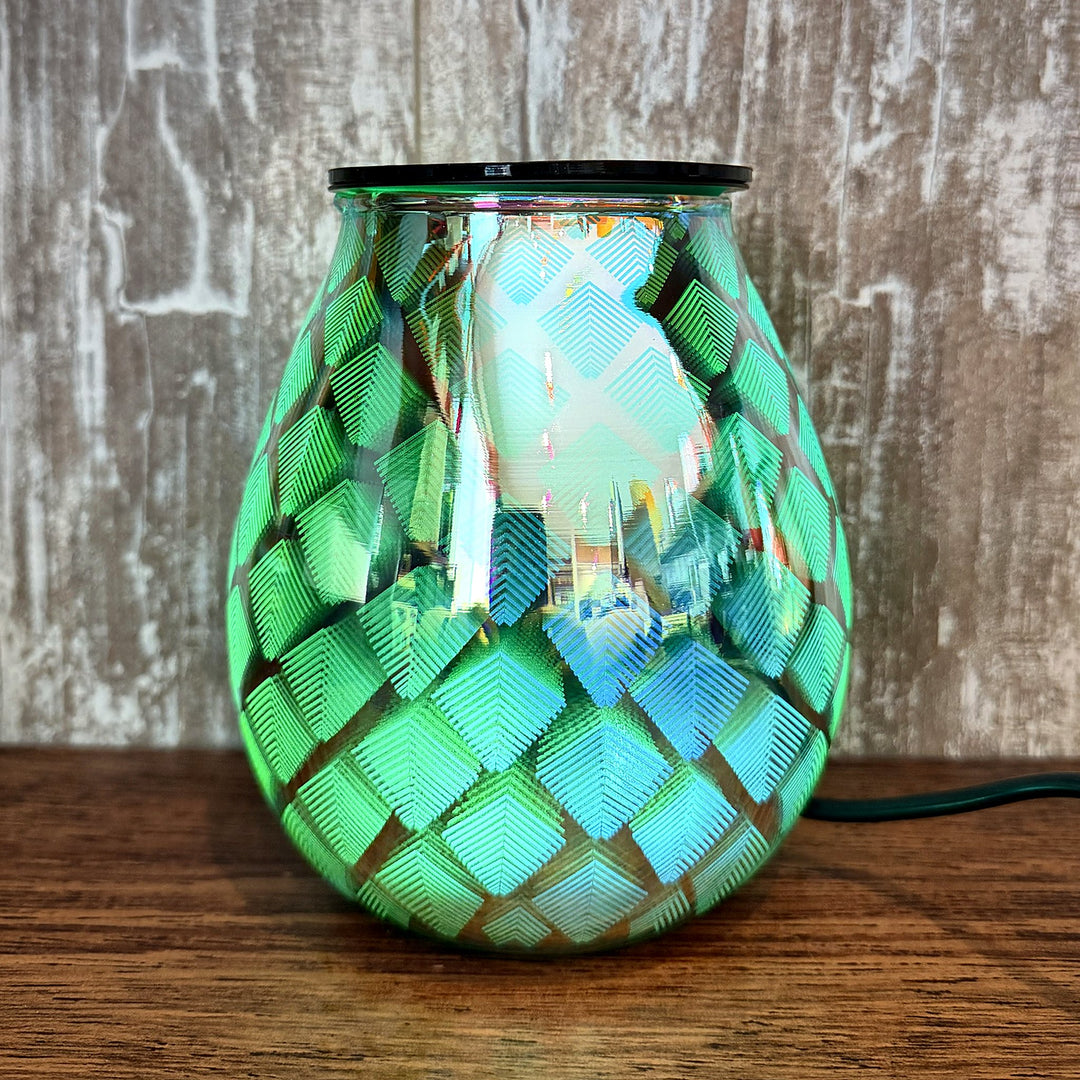 Seraphina glass wax warmer glowing green