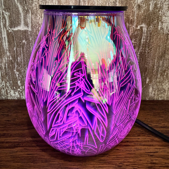 Twilight glass wax warmer glowing magenta pink