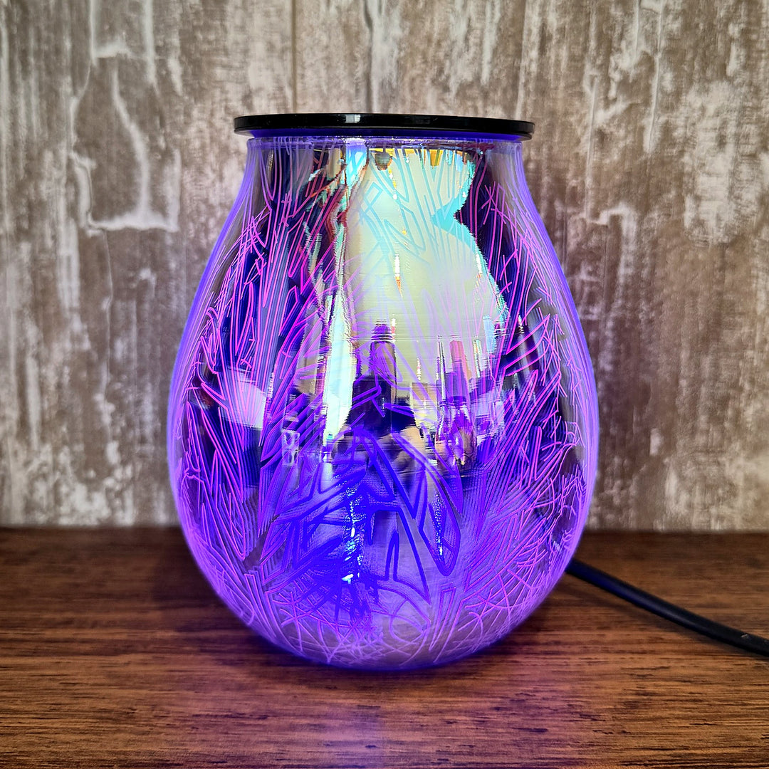 Twilight glass wax warmer glowing purple