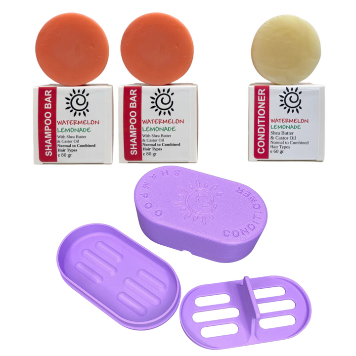 Travel Case + Shampoo Bundle. 2 x Shampoo 1 x Conditioner